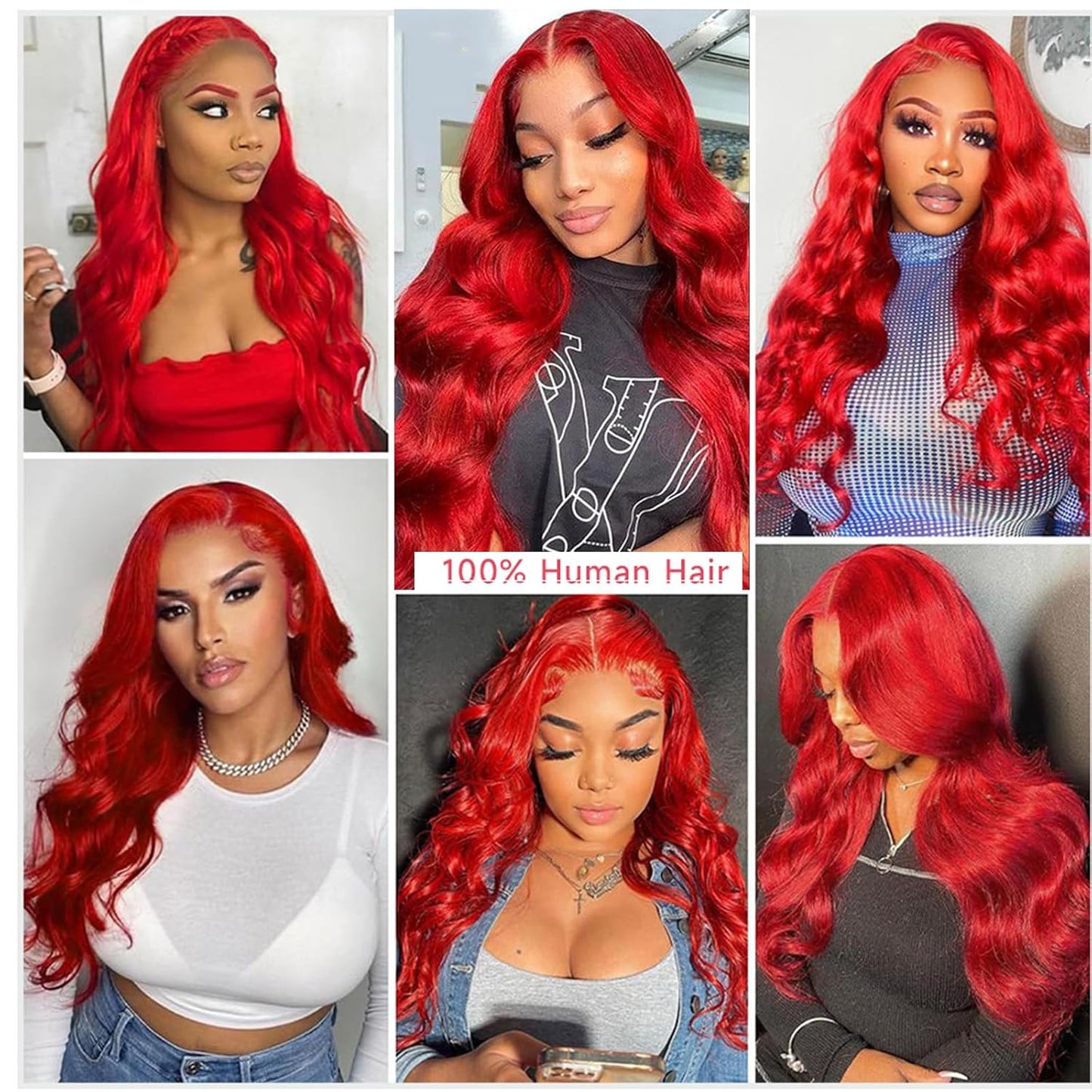Hot Red Lace Frontal Wig - 32 Inch HD Transparent Lace Front Wigs with Baby Hair - Glueless Human Hair Wig