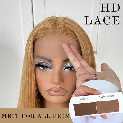 Human Hair Wig 5X5 27 Brown Yaki Wave Lace Front Wigs Dark Brown Human Hair Wig 200% Density