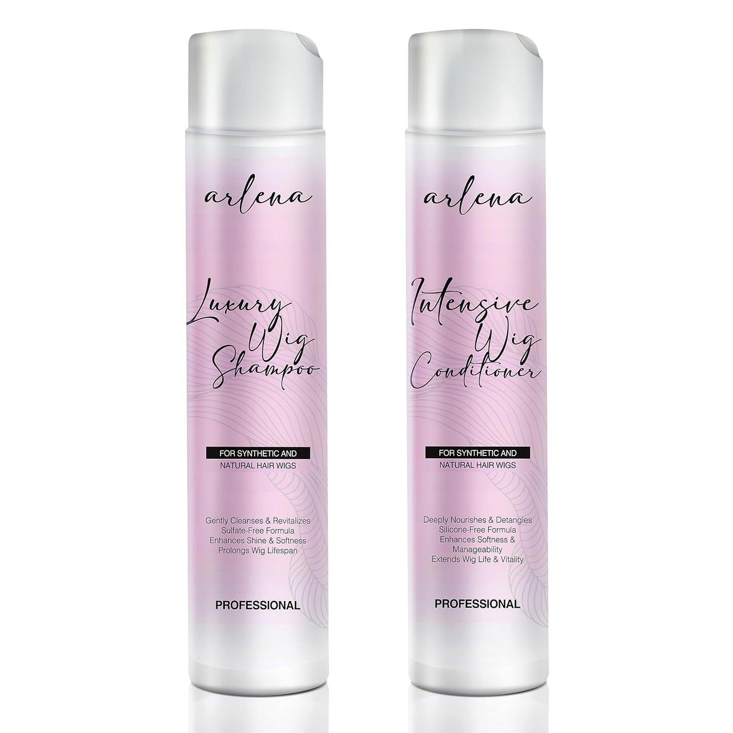 Luxury Wig Shampoo and Conditioner Set for Synthetic and Natural Hair Wigs - Made in USA, Sulfate-Free, Enhances Shine & Softness, Prolongs Wig Lifespan, Deeply Nourishes & Detangles