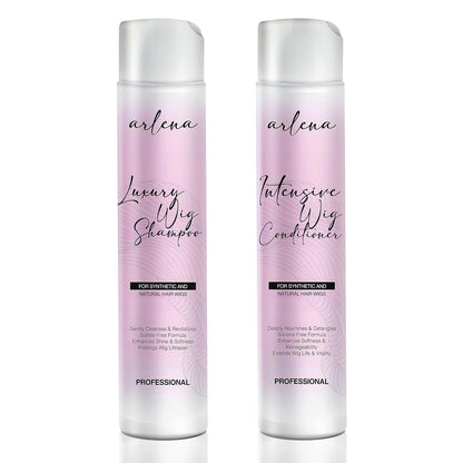 Luxury Wig Shampoo and Conditioner Set for Synthetic and Natural Hair Wigs - Made in USA, Sulfate-Free, Enhances Shine & Softness, Prolongs Wig Lifespan, Deeply Nourishes & Detangles