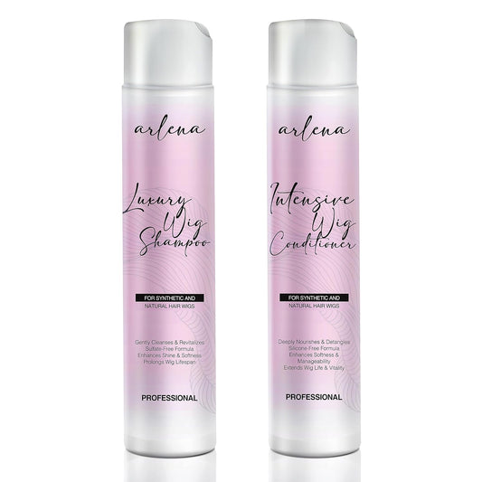 Luxury Wig Shampoo and Conditioner Set for Synthetic and Natural Hair Wigs - Made in USA, Sulfate-Free, Enhances Shine & Softness, Prolongs Wig Lifespan, Deeply Nourishes & Detangles