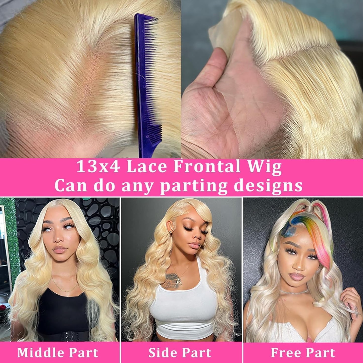 Blonde Wig Human Hair HD 613 Lace Front Wigs Human Hair 13X4 Body Wave Lace Front Wig Human Hair Pre Plucked with Baby Hair 24 Inch