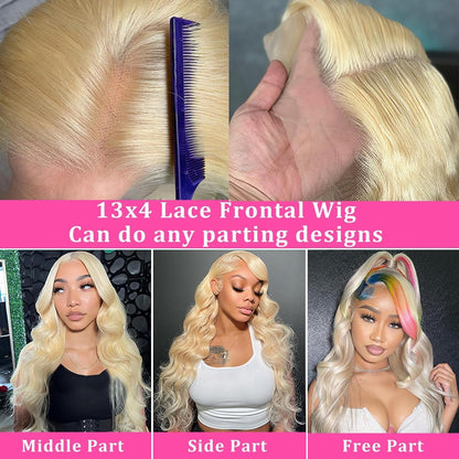 Blonde Wig Human Hair HD 613 Lace Front Wigs Human Hair 13X4 Body Wave Lace Front Wig Human Hair Pre Plucked with Baby Hair 24 Inch