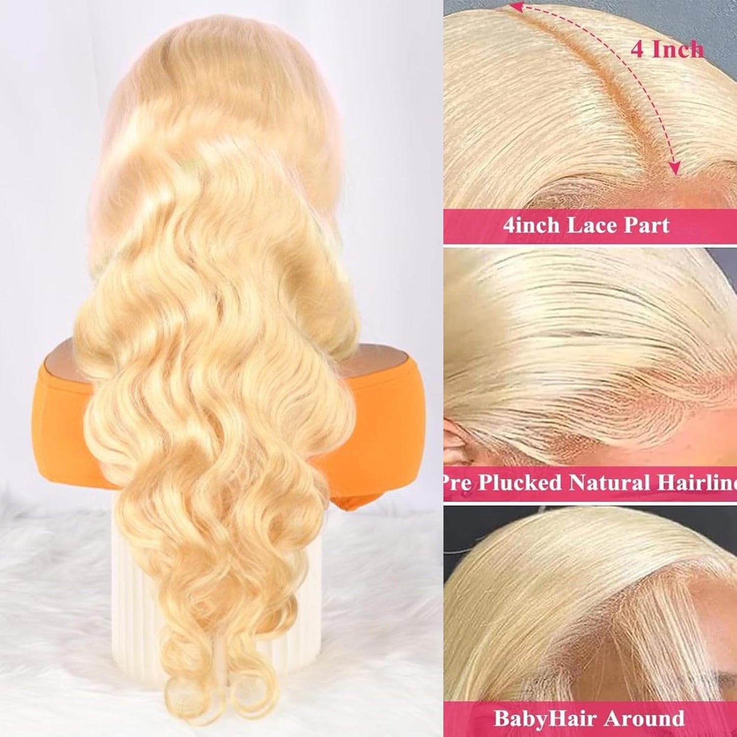 Blonde Wig Human Hair HD 613 Lace Front Wigs Human Hair 13X4 Body Wave Lace Front Wig Human Hair Pre Plucked with Baby Hair 24 Inch