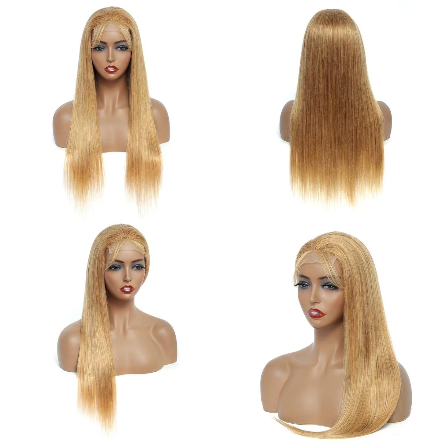 Human Hair Wig 5X5 27 Brown Yaki Wave Lace Front Wigs Dark Brown Human Hair Wig 200% Density