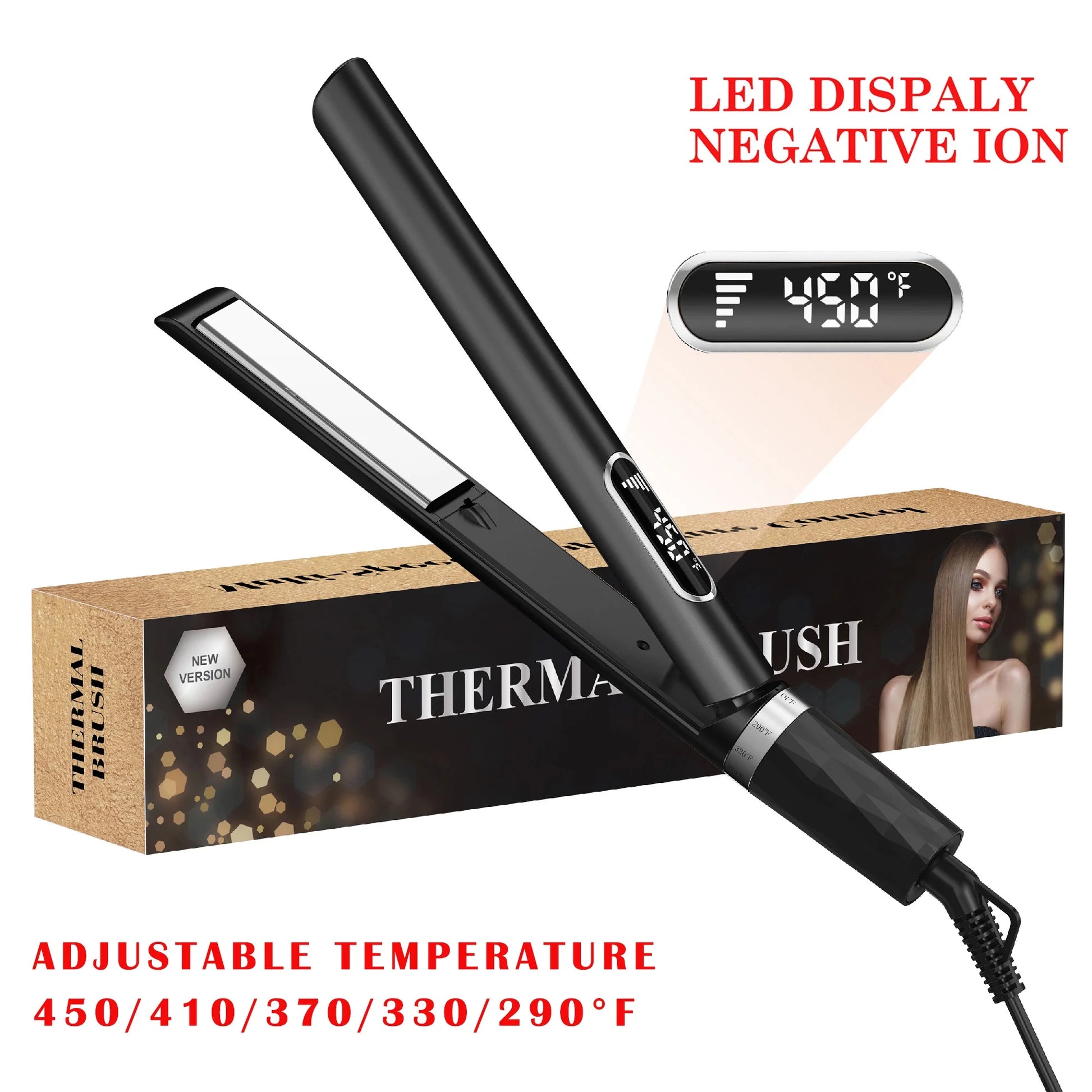 Hair Straightener, 1 Inch Flat Iron Curling, Curling Iron Ceramic, Dual Voltage, Black