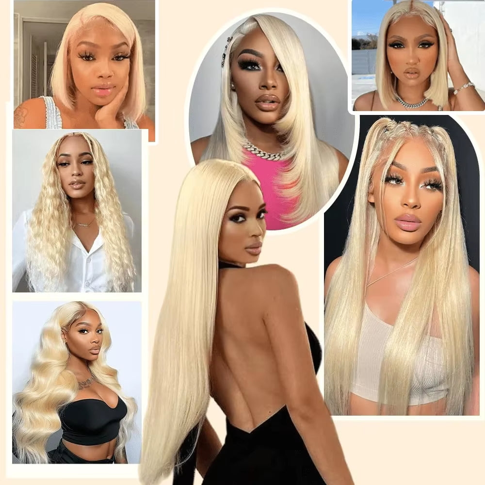24Inch HD Transparent 613 Blonde Straight 13X4 Lace Front Human Hair Wigs for Women Brazilian 200 Density Lace Frontal Wig