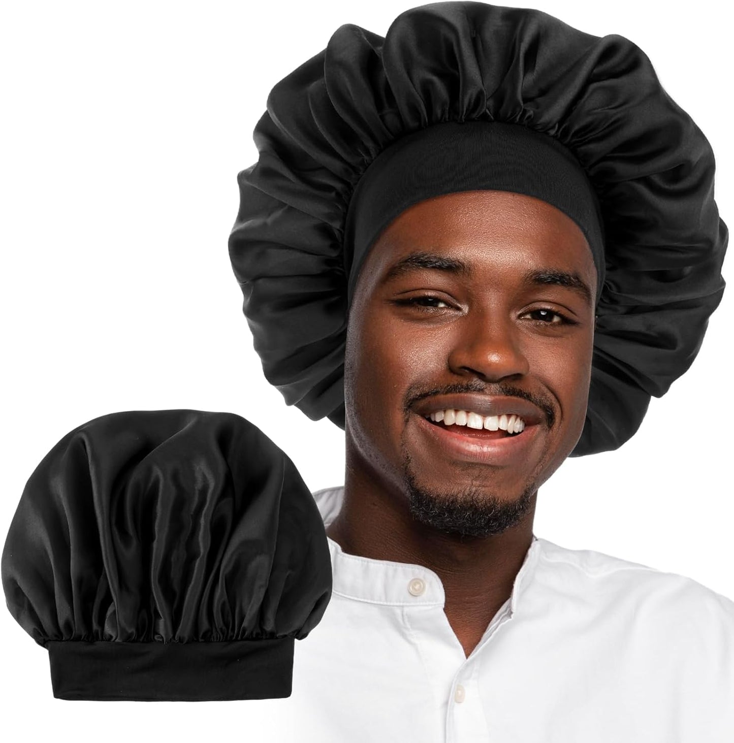 Silk Bonnet for Men, Satin Bonnet Elastic Band Silk Sleep Cap Soft Adjustable Hair Cap Hair Wrap for Women Sleeping