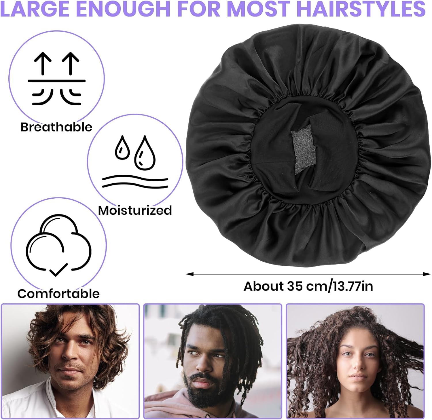 Silk Bonnet for Men, Satin Bonnet Elastic Band Silk Sleep Cap Soft Adjustable Hair Cap Hair Wrap for Women Sleeping