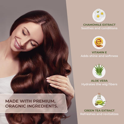 Luxury Wig Shampoo and Conditioner Set for Synthetic and Natural Hair Wigs - Made in USA, Sulfate-Free, Enhances Shine & Softness, Prolongs Wig Lifespan, Deeply Nourishes & Detangles