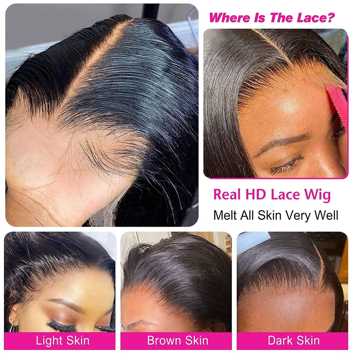 28" Lace Front Wigs Pre Plucked with Baby Hair 180 Density Body Wave Human Hair Wig Glueless Wigs for Women 13X4 HD Lace Frontal Brazilian Virgin Hair Wig