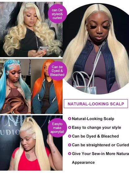 24Inch HD Transparent 613 Blonde Straight 13X4 Lace Front Human Hair Wigs for Women Brazilian 200 Density Lace Frontal Wig