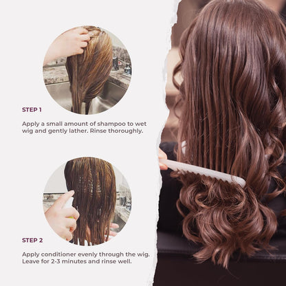 Luxury Wig Shampoo and Conditioner Set for Synthetic and Natural Hair Wigs - Made in USA, Sulfate-Free, Enhances Shine & Softness, Prolongs Wig Lifespan, Deeply Nourishes & Detangles