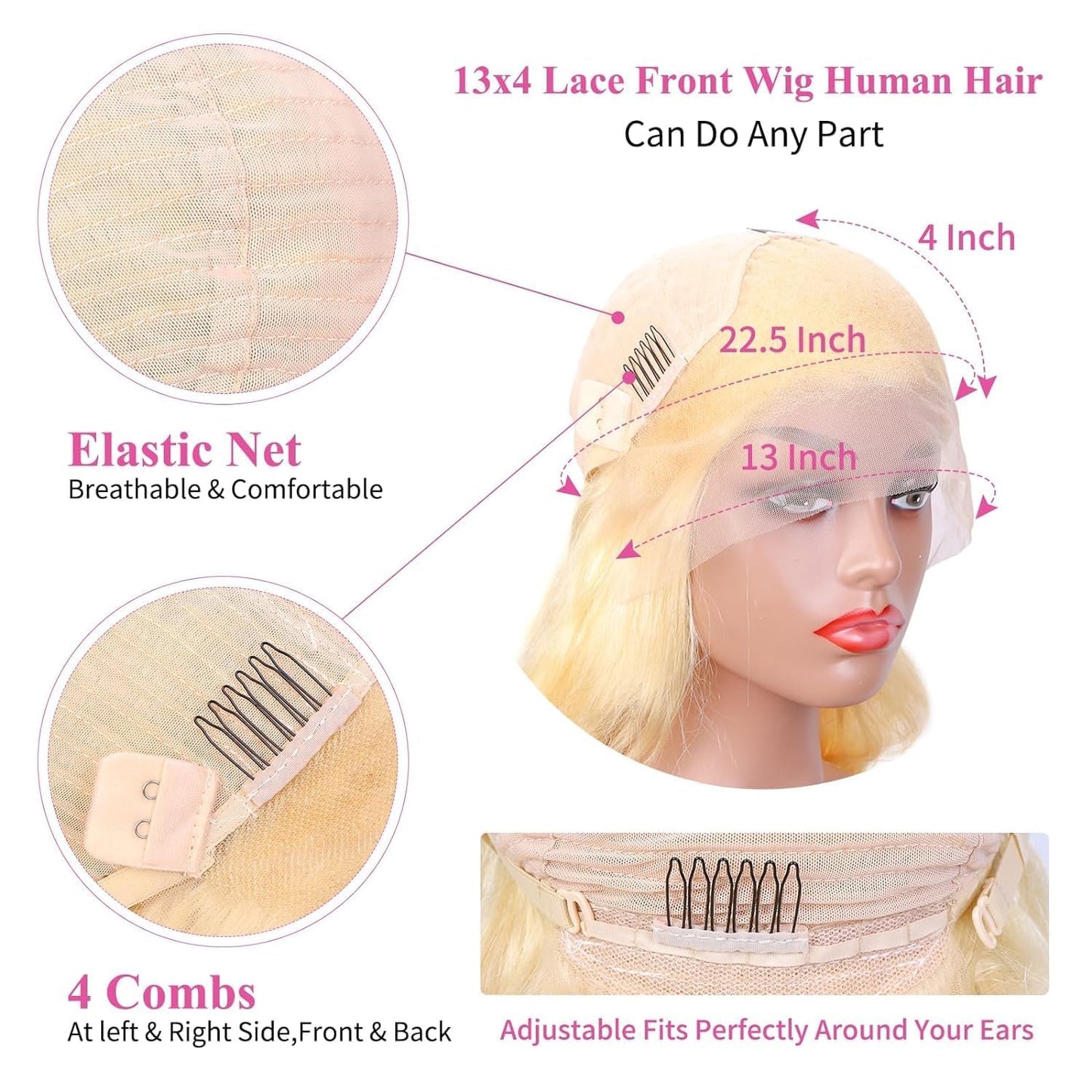 Blonde Wig Human Hair HD 613 Lace Front Wigs Human Hair 13X4 Body Wave Lace Front Wig Human Hair Pre Plucked with Baby Hair 24 Inch