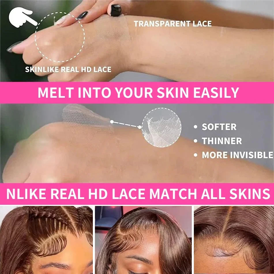 Chocolate Brown 13x6 HD Lace Front Human Hair Wigs For Women Brazilian Body Wave 4x4 13x4 Full Lace Frontal Wigs 100% Human Hair