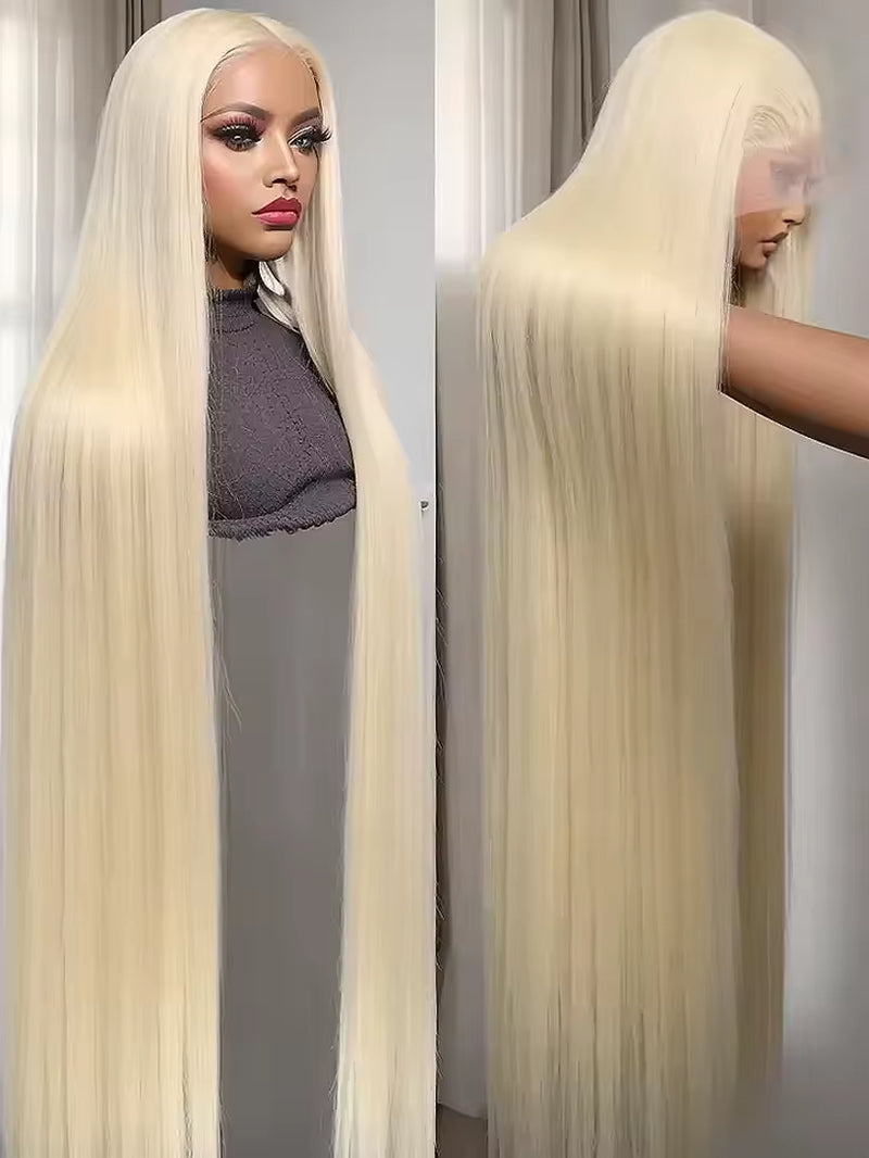 24Inch HD Transparent 613 Blonde Straight 13X4 Lace Front Human Hair Wigs for Women Brazilian 200 Density Lace Frontal Wig