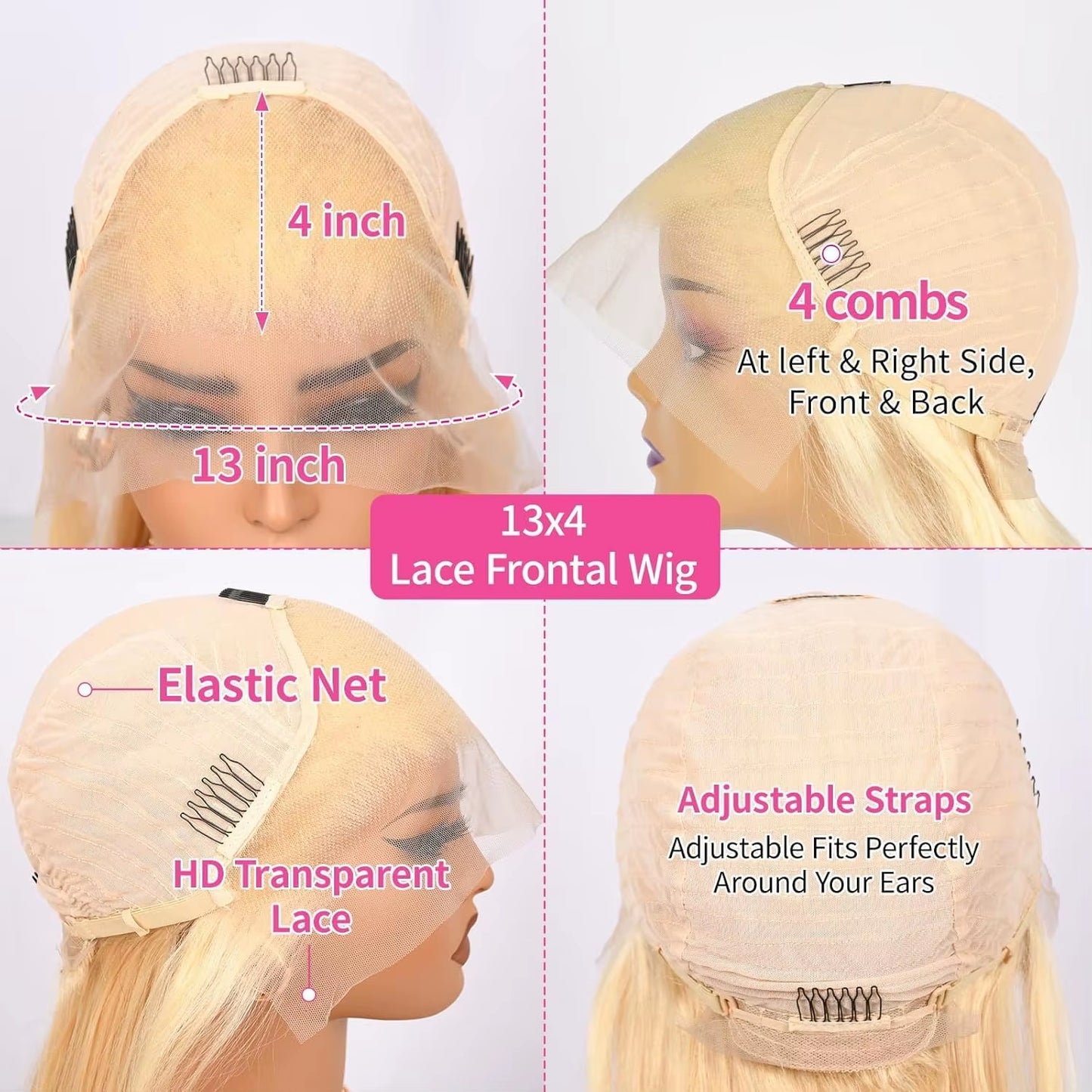24Inch HD Transparent 613 Blonde Straight 13X4 Lace Front Human Hair Wigs for Women Brazilian 200 Density Lace Frontal Wig