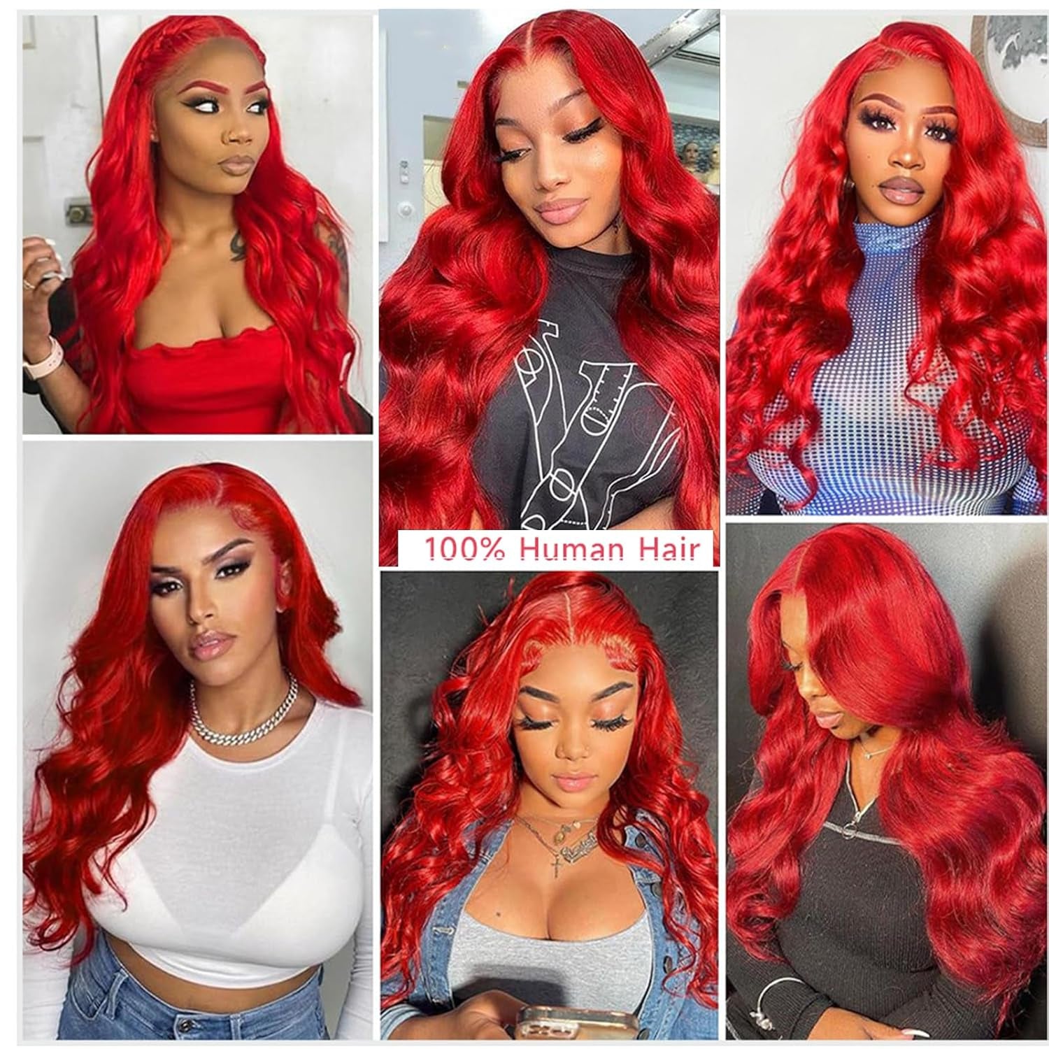 Hot Red Lace Frontal Wig - 32 Inch HD Transparent Lace Front Wigs with Baby Hair - Glueless Human Hair Wig