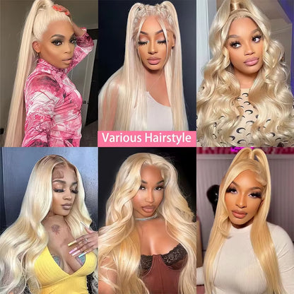 24Inch HD Transparent 613 Blonde Straight 13X4 Lace Front Human Hair Wigs for Women Brazilian 200 Density Lace Frontal Wig