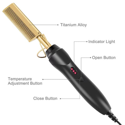 Hot Comb Hair Straightener Brush Hot Comb Pressing Electric Heat Electric Hair Brushes Styling Tools