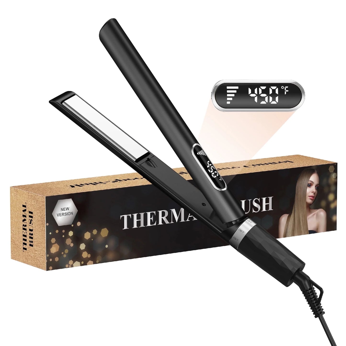 Hair Straightener, 1 Inch Flat Iron Curling, Curling Iron Ceramic, Dual Voltage, Black