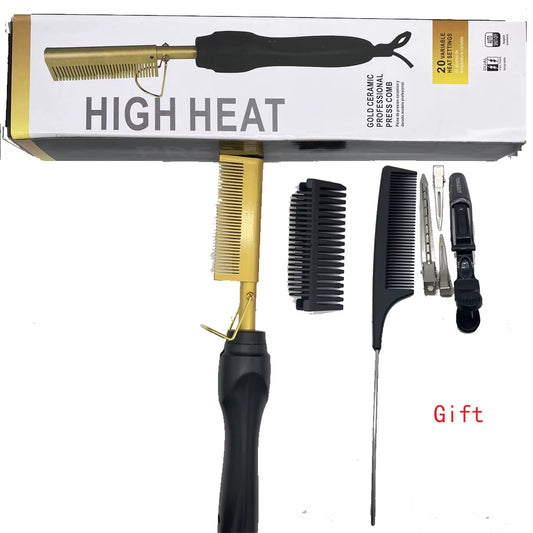 Hot Comb Hair Straightener Brush Hot Comb Pressing Electric Heat Electric Hair Brushes Styling Tools