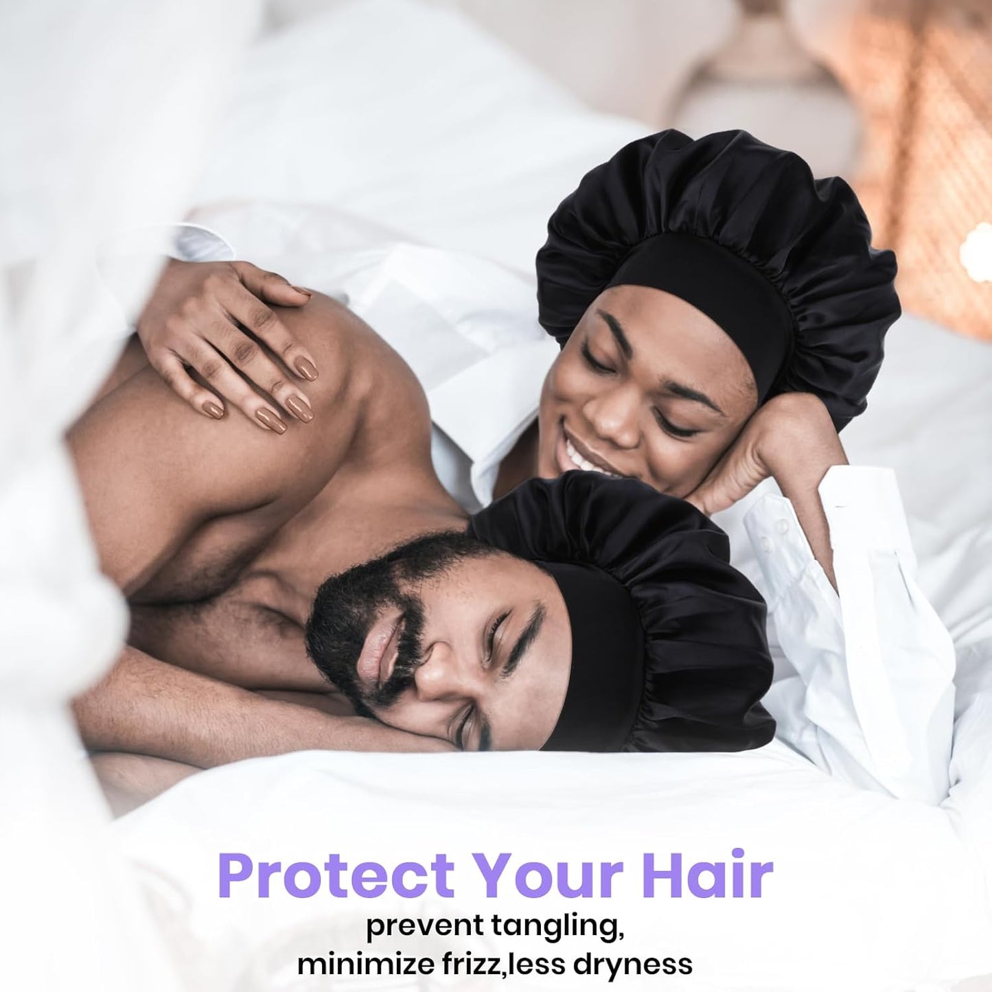 Silk Bonnet for Men, Satin Bonnet Elastic Band Silk Sleep Cap Soft Adjustable Hair Cap Hair Wrap for Women Sleeping