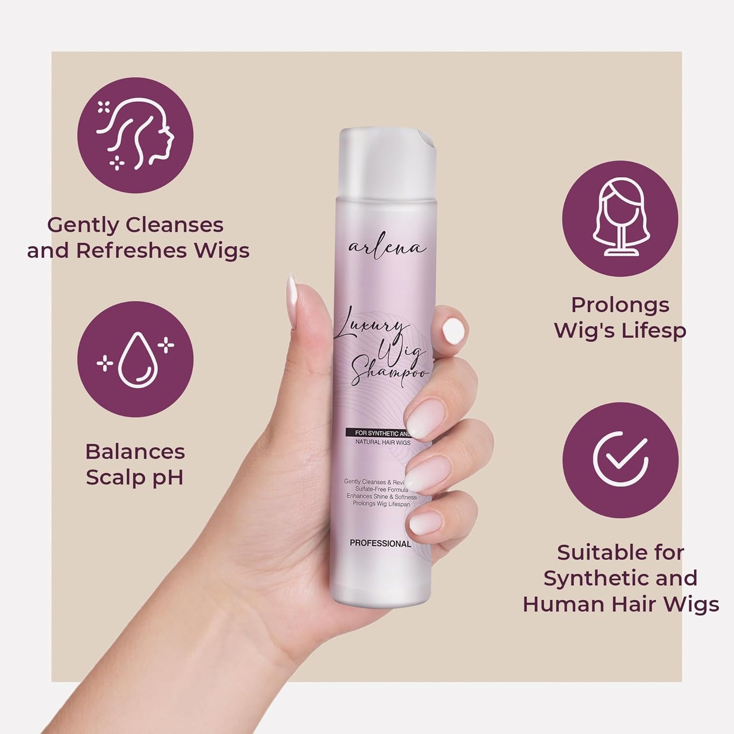 Luxury Wig Shampoo and Conditioner Set for Synthetic and Natural Hair Wigs - Made in USA, Sulfate-Free, Enhances Shine & Softness, Prolongs Wig Lifespan, Deeply Nourishes & Detangles