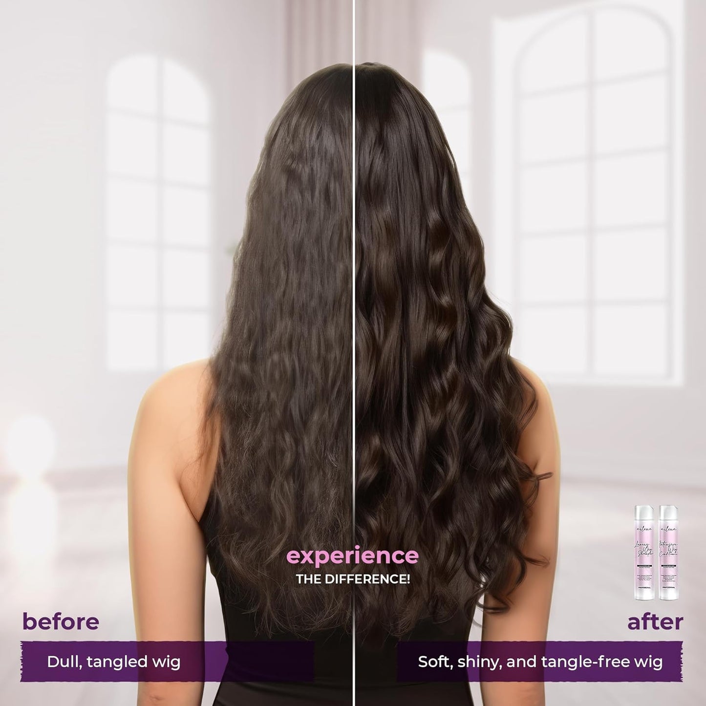 Luxury Wig Shampoo and Conditioner Set for Synthetic and Natural Hair Wigs - Made in USA, Sulfate-Free, Enhances Shine & Softness, Prolongs Wig Lifespan, Deeply Nourishes & Detangles